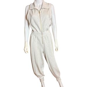 Varley DoubleSoft Zip-Front Jumpsuit | Marled Ivory | Size Small